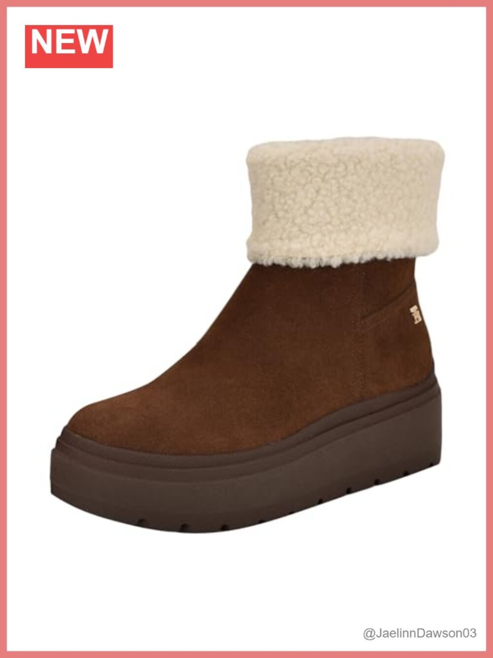 Tommy Hilfiger Peleiz Suede Shearling Ankle Bootie Wedge Pull-On